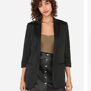 NWT Express Rolled Sleeve Boyfriend Black Blazer